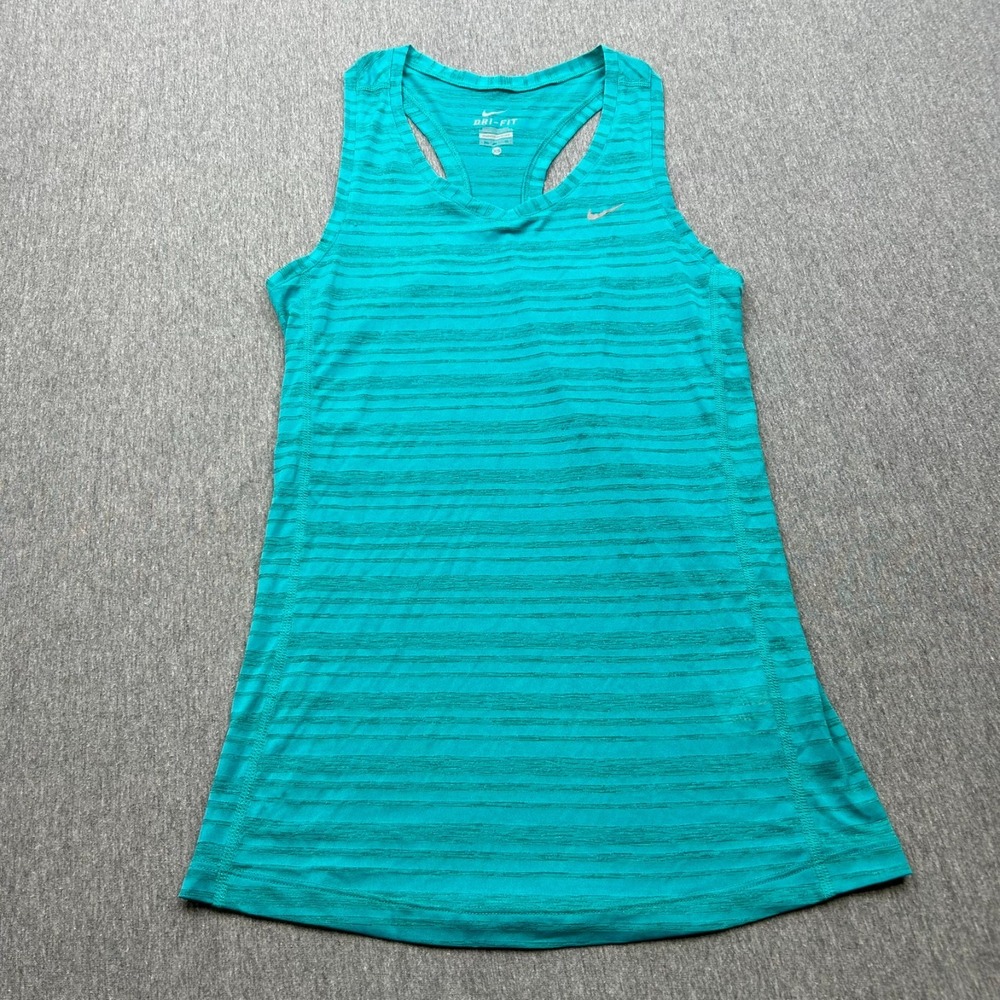 Nike Dri Fit Racerback Running Tank Top Shirt Womens XS Teal Blue Lightweight
